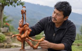 रुखको जराबाट कला जन्माउँदै दोलखाका सुजन, तयार पारे ६० कलाकृति