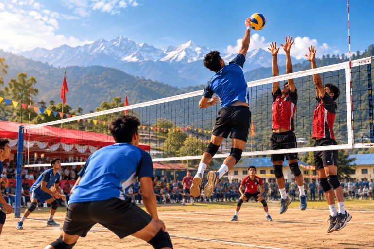 बिगुमा तेस्रो वडा अध्यक्ष कप भलिबल हुँदै